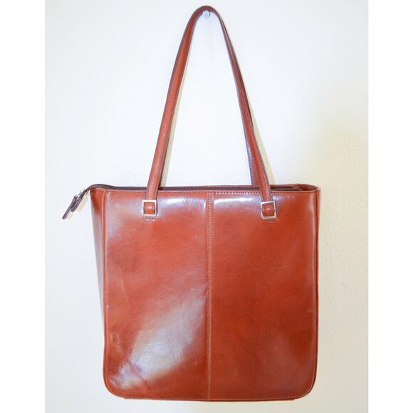 Fossil Brown Leather Vintage Structured Top Handle Tote Bag - Picture 1 of 7